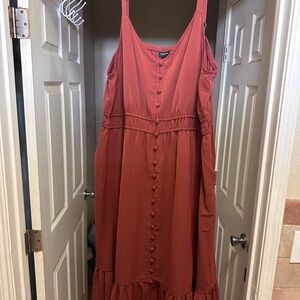 Elegant Rust Button-Down Dress